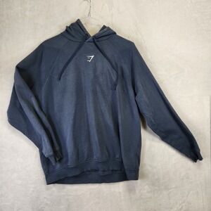 Gymshark Womens Washed Navy Blue Pullover Hoodie Sweatshirt Size M Raglan Sleeve